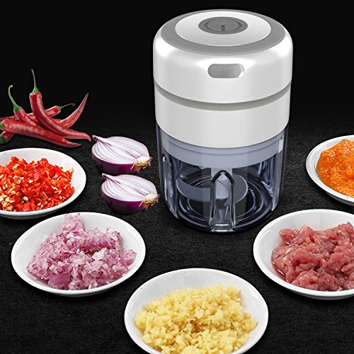Qicool Mini Food Chopper,Wireless Electric Garlic Chopper USB Rechargeable Mini Food Processor Portable Blender Food Processor + Stainless Steel 3-Sharp Blades（2 Sets）-- 250ML 2 Gallery Image