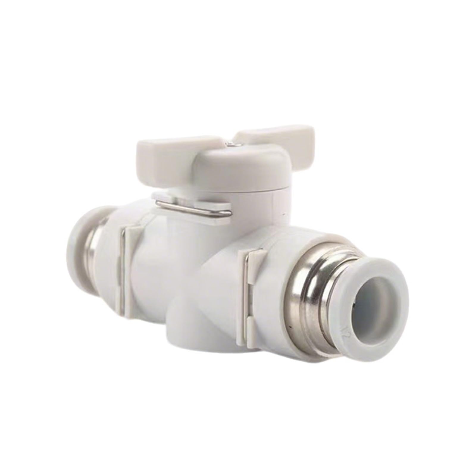 Vanne manuelle BUC 10 pour raccord pneumatique blanc de tube 10mm