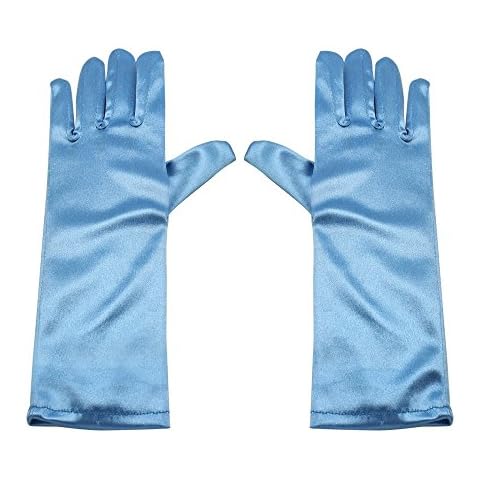 RUNHENG Stretchy Satin Child Size Long Gloves, 24cm (Blue) Cover