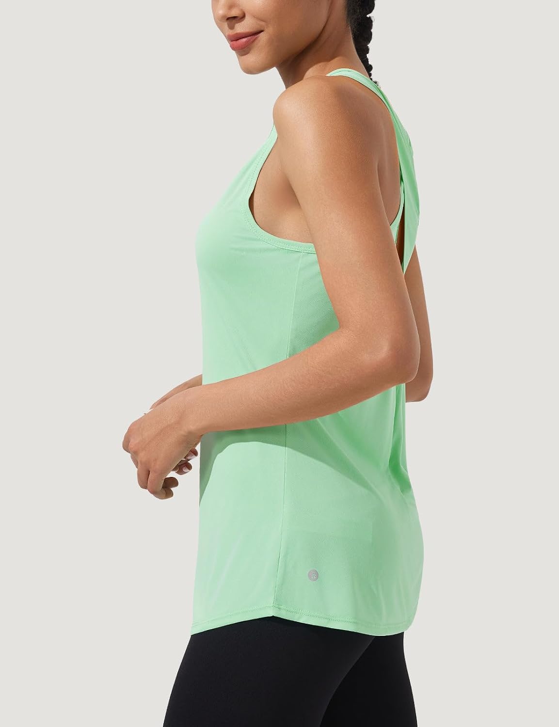 ASPO Women's Workout Tank Tops Open Back Sleeveless Racerback Gym Top Loose Athletic Shirts for Yoga Running UPF50+