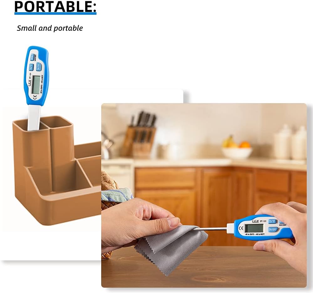 review CEM DT-131 Digital Cooking Pocket Thermometer, Digital Instant Read Meat Thermometer Kitchen Cooking Food Candy Thermometer with Backlight and Magnet for Oil Deep Fry BBQ Grill Smoker Thermometer