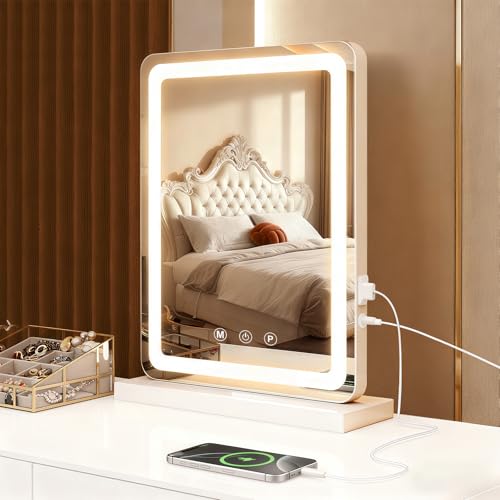 Vanity Mirror with Lights, 13"x17" LED Makeup Mirror with 3-Color