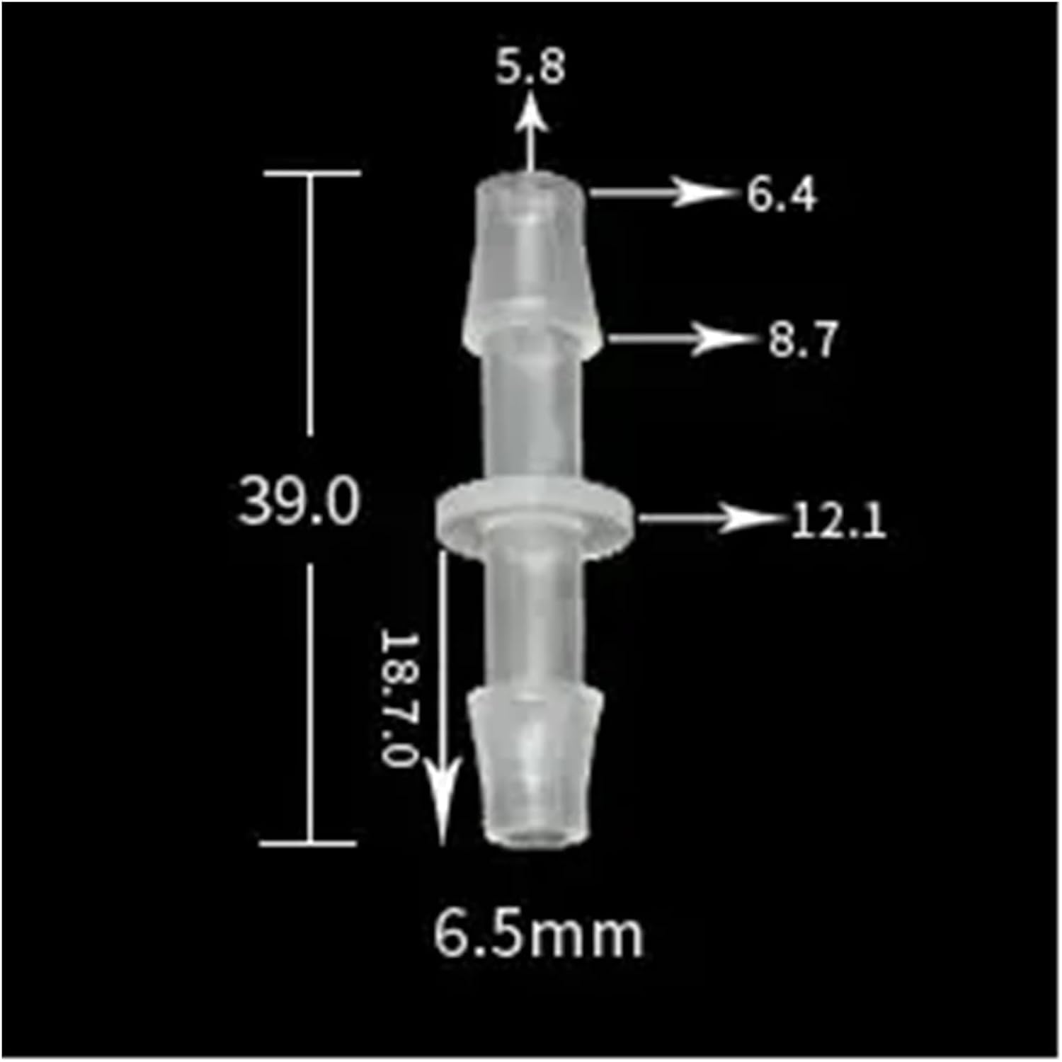 Pagoda Plastic Hose Joint 1.6-10mm Straight Type For Aquarium Fish Tank Air Pump Water Pipe Fittings 10/20/50pcs Set(6.4mm Translucent,20Pcs)
