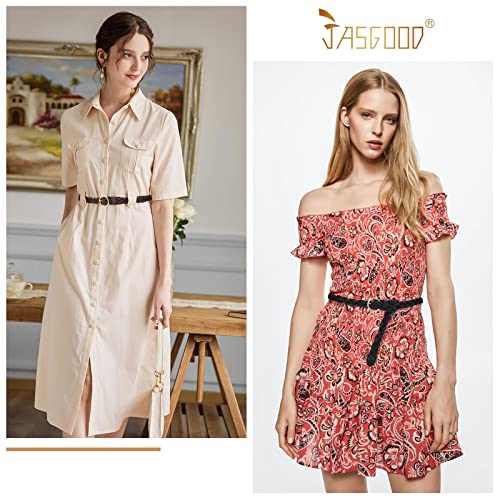 JASGOOD Three Pack Braided Leather Skinny Belts #TOP27