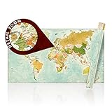 Yohmoe® Retro Weltkarte XXL als Vintage Poster im Panorama-Format 140x80 cm. Weltkarte Poster Vintage, Poster XXL, Weltkarte groß im Retro-Design.