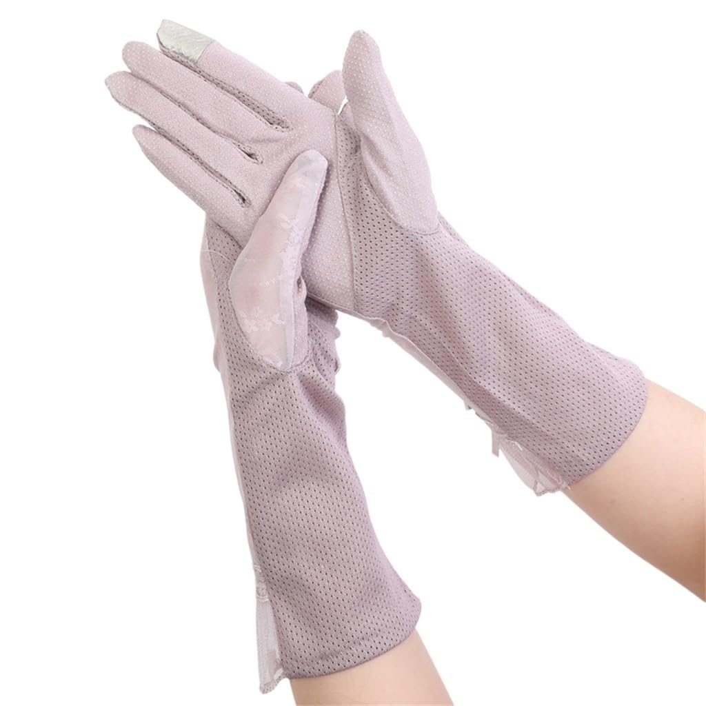 Gloves Women's Thin Driving Ice Silk Touch Screen Breathable Lace Mid-length Outdoor Riding