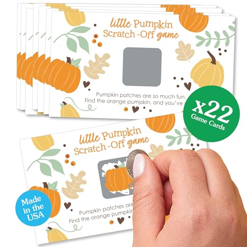 Big Dot of Happiness Fall Baby Shower Games - Little Pumpkin Theme Scratch Off Cards with 22 Cards Autumn Baby Celebration Party Supplies Neutral Party Activities Fall 1st Birthday Party Decor