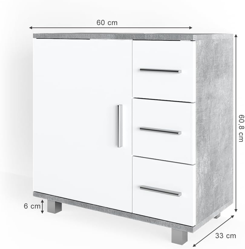 Diagram showing the dimensions of the VICCO Ilias Vanity Storage Unit