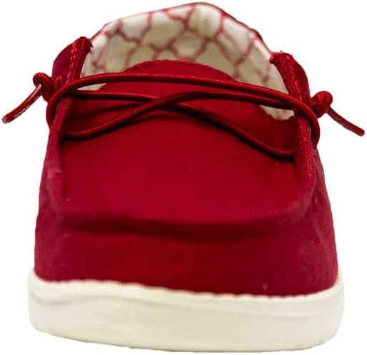 HEYDUDE Girl's Wendy Youth Red Rose Size 1 | Girl’s Shoes | Girl’s Lace Up Loafers | Comfortable & Light-Weight