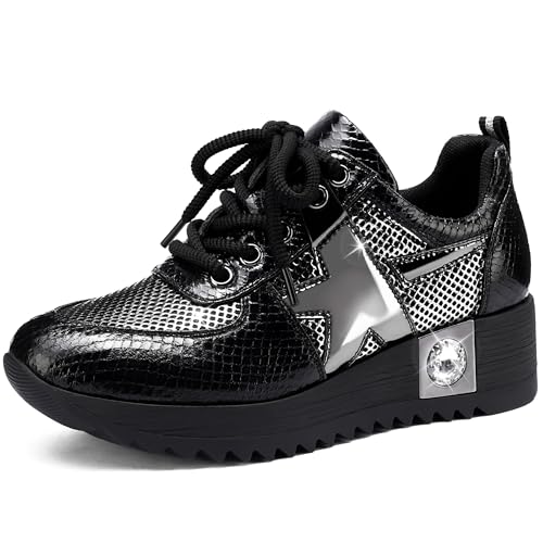 Women's Fashion Sneakers Tennis Walking Shoes Comfortable Breathable Platform Wedge Gym Shoes Workout Chunky Sneaker