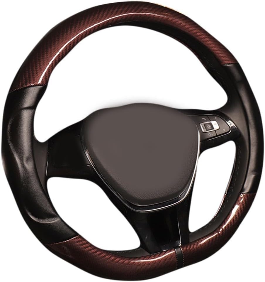 D Cut 38cm 15" Breathable Anti-Slip Embossing Carbon Fiber Car Steering Wheel Covers