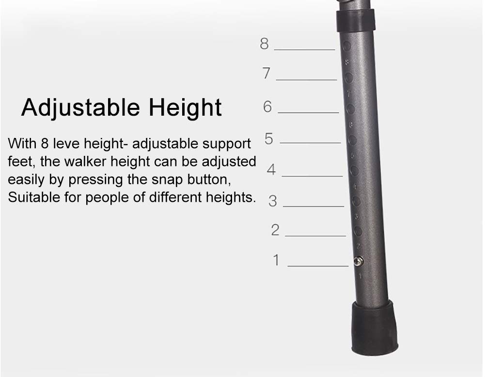 Andador para Adultos Y Minusválidos, Plegable Y Ligero, Conteras Antideslizantes, Aluminio Resistente, Sin Ruedas