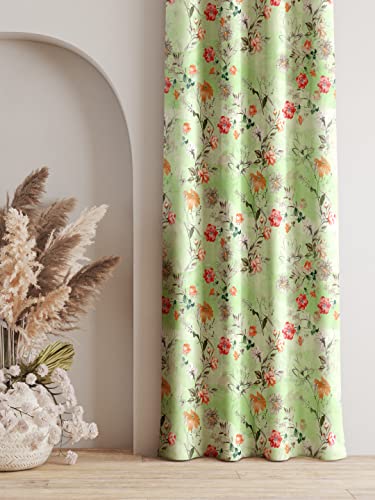 Image of Ultimate Trends 270 GSM Premium Room Darkening Curtains with Tie Back and Diamond Eyelets Set of 2 Panels (7 L x 4 W Feet, Light Green)
