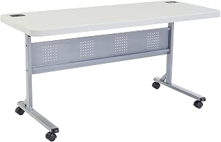 National Public Seating NPS BPFT Series 24x60 Plastic Flip-N-Store Training Table in Speckled Gray