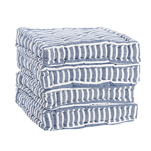 Nicola Spring Blue Stripe Seat Cushions, Pack of 4