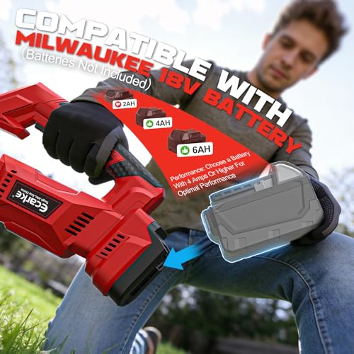 Cordless 2-in-1 Tiller Cultivator & Weed Wacker Compatible with Milwaukee 18V Battery (Tool Only), 500RPM Electric Garden Tiller String Trimmer, 9\" Tilling Width 9.4\" Depth for Soil Lawn Cultivation