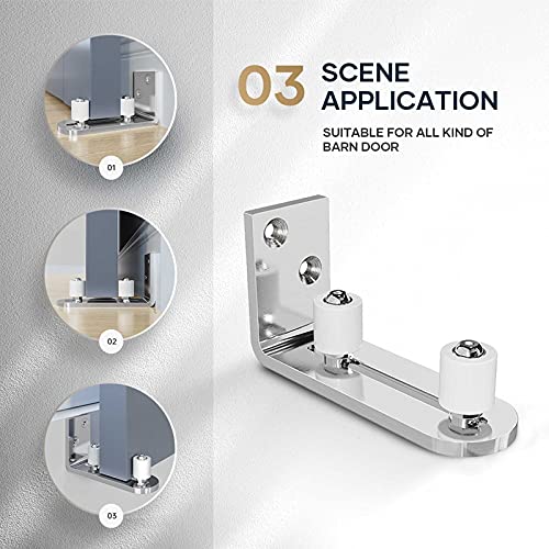 EaseLife Sliding Barn Door Bottom Floor Guide,Ball Bearings Adjustable Stay Roller,Wall Mount System,Flush Flat Bottom Design - Thumbnail 3