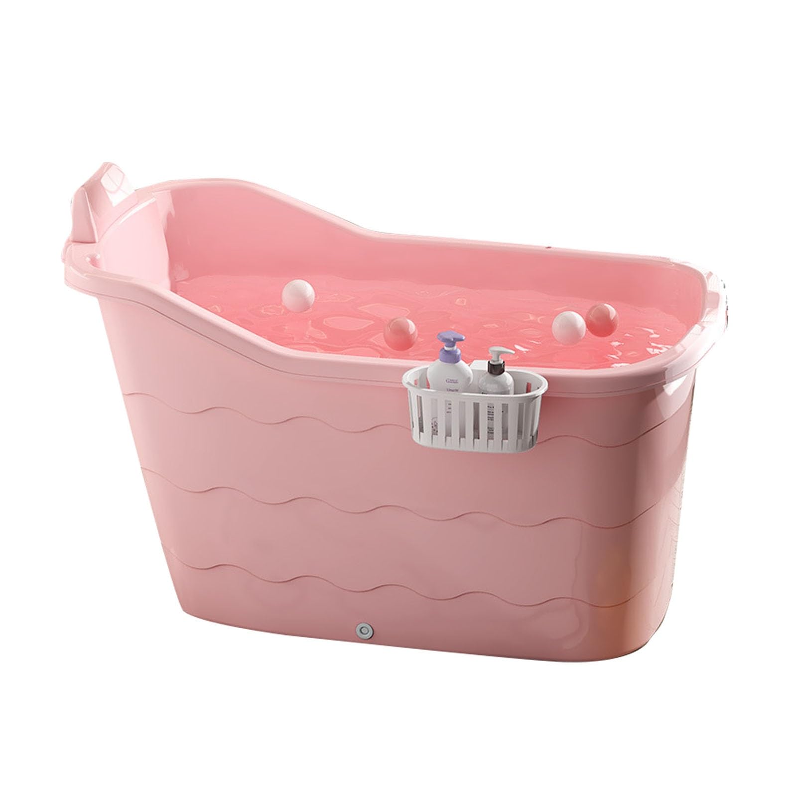 Składana składana wanna, wolnostojące wanny, domowa sauna, ergonomicznie zaprojektowana dla najlepszej relaksującej kąpieli (różowy, 77 cm)