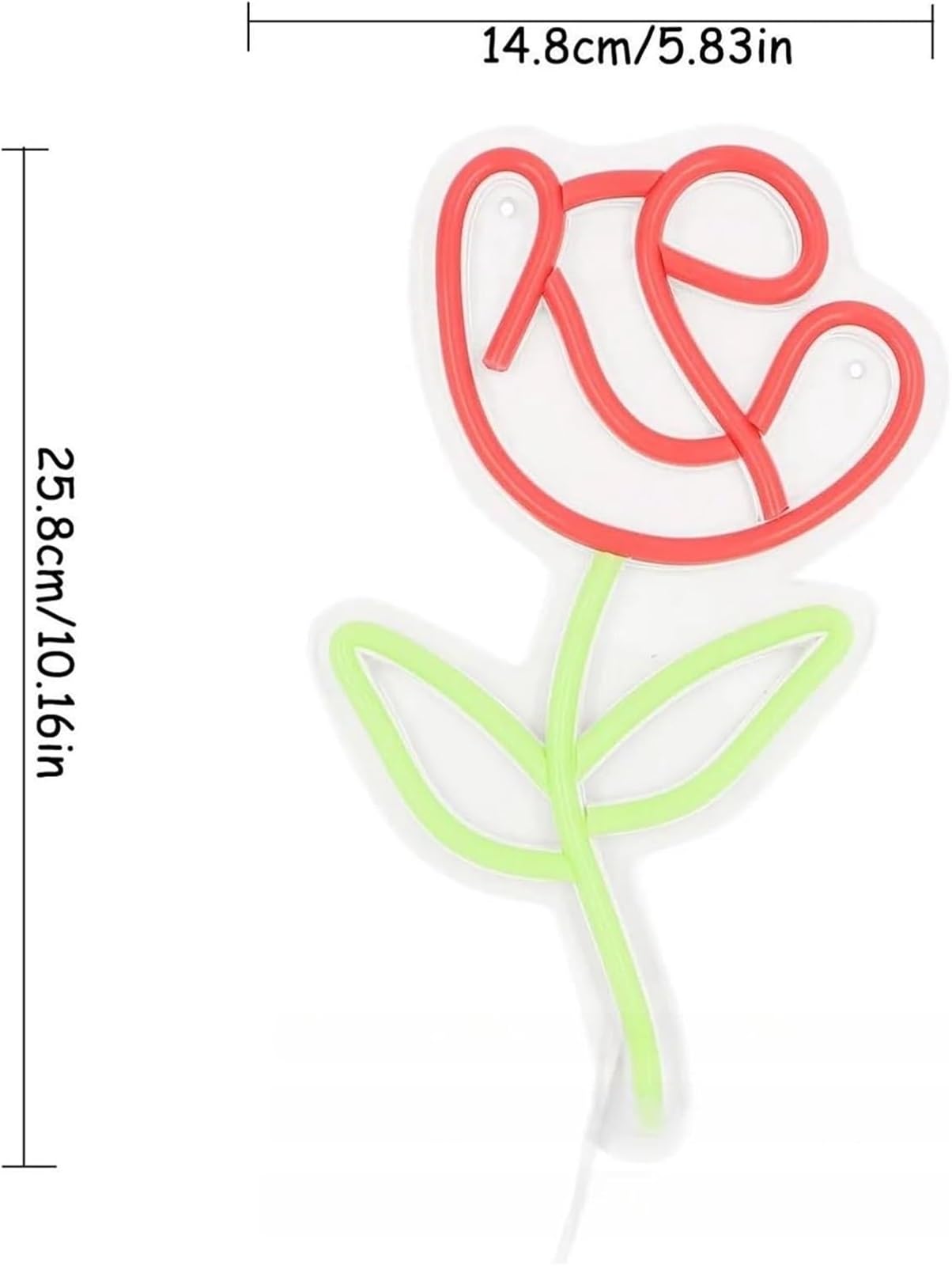lampe au néon Enseigne lumineuse décorative en forme de rose magasin fleurs, café, maison, fête, décoration murale 14,8 x 25, cm