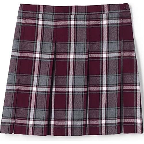 Lands' End School Uniform Girls Plaid Box Pleat Skirt Top of the Knee