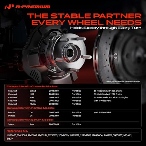 A-Premium 2 x Front Wheel Bearing and Hub Assembly with ABS & 5-Lug Compatible with Chevrolet Malibu 2004-2012, HHR SS 2008-2010, Cobalt SS 2008-2010, Pontiac G6 2006-2010, Saturn Aura 2007-2009 by A-Premium - Used condition - Image 2