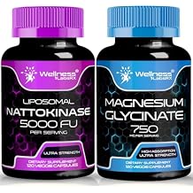 Nattokinase Supplement Capsules - 5000 FU - Magnesium Glycinate Capsules 750 MG | Bundle