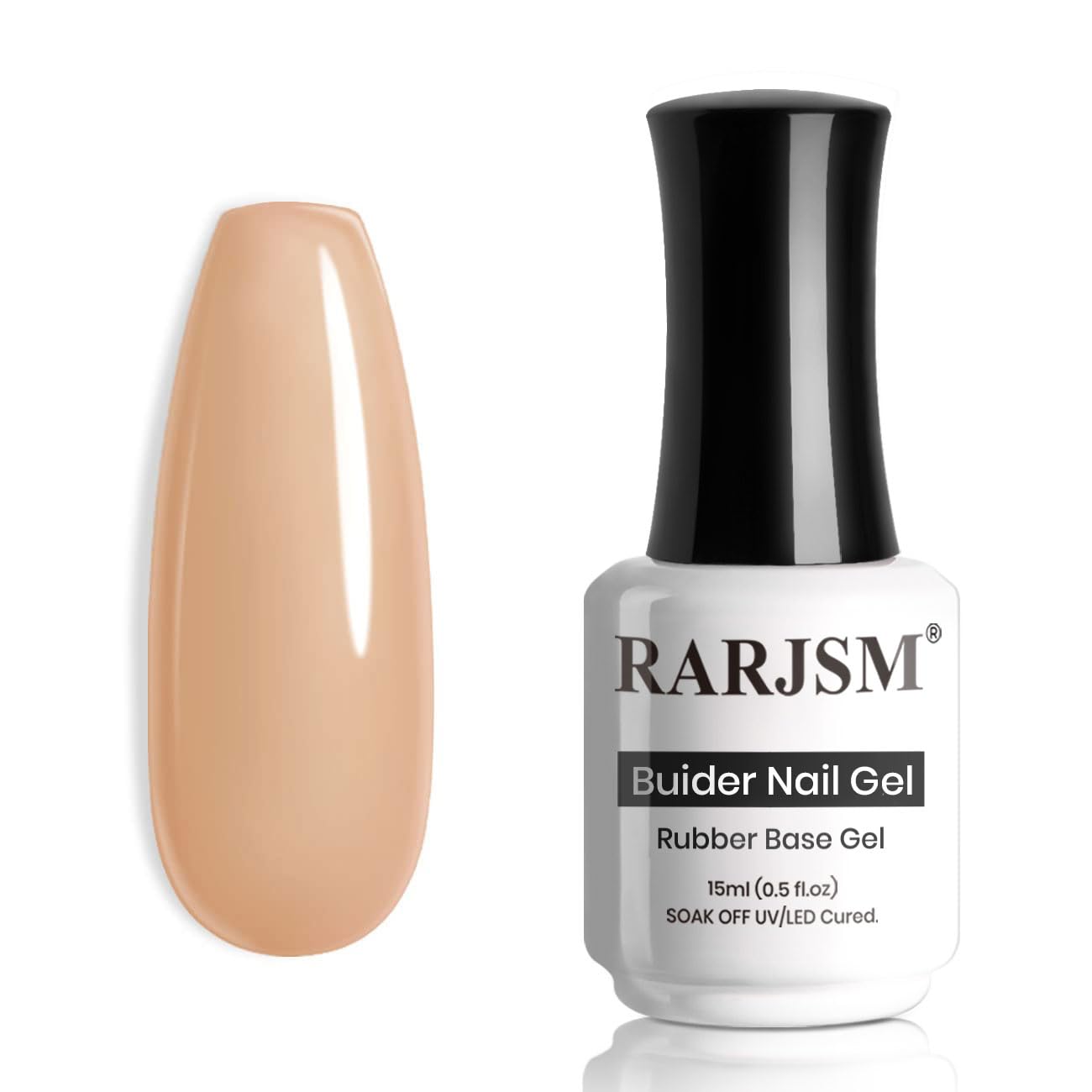 RARJSM Nude Rubber Base Gel Peach Apricot Pink Natural Color Extend Sheer Jelly Rubber Base Coat Gel Nail Polish Gel Builder 15ml Soak Off LED UV