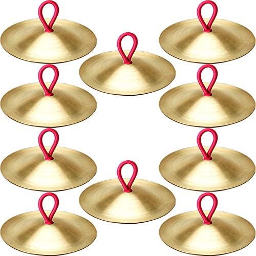 10 Pieces Finger Cymbals Belly Dancing Finger Gold Musical Instrument for Dancer Ball Party