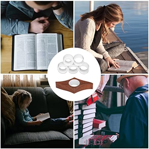 KINBOM Thumb Book Reader, Natural Walnut Book Readers, with 5 Pcs Different Size Silicone Rings, Book Page Holder for Bookmark Readers Bookworm