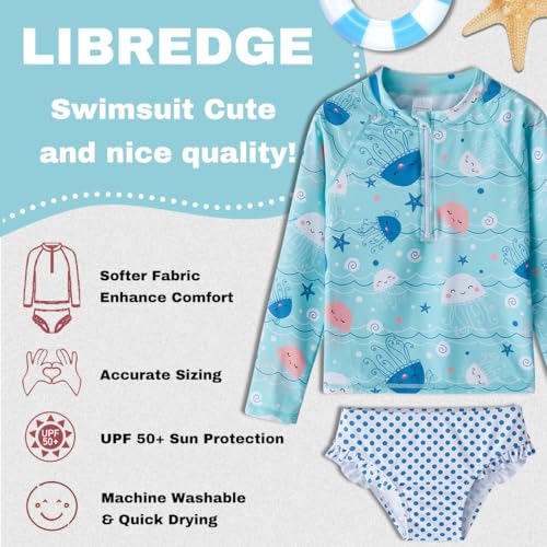Image of Toddler Girls Swimsuit Rash Guard Sets 2-Piece Bathing Suits UPF 50+ Summer Kids Swimwear 2-7T