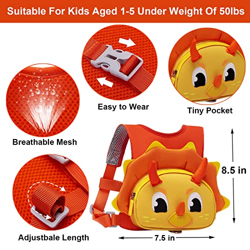 Accmor Toddler Leash Harness, Cute Dinosaur Child Harnesses Baby Leashes Anti-Lost Wrist Link, 3 In 1 Kids Harness With Walking Assistant Strap Belt Tether For 1-4 Years Boys Girls To Outdoor (Orange) #TOP1