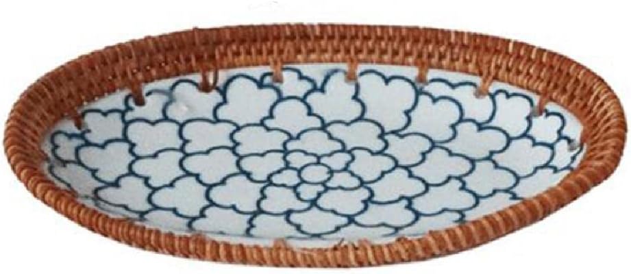 l Tableware Unique Japanese Natural Rattan Plates Japanese Sushi Sashimi Plates Sushi Plate Japanese Style Plate Rattan Fruit Plate (B) (G)