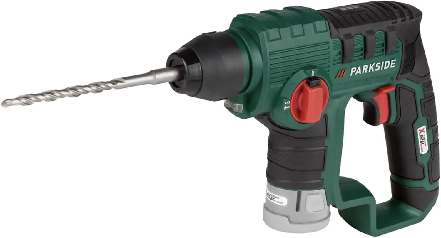 Parkside 12V Cordless Hammer Drill, Powerful Processing of Concrete