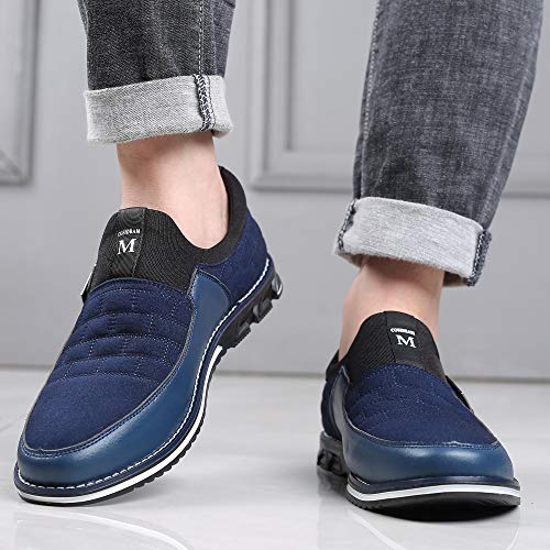 Cosidram Mens Shoes Slip On Loafers Casual Soft Microfiber Leather Shoes Driving Walking Shoes For Male Fashion Sneakers Blue 13 #TOP6