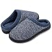 LEKUNI Pantoufles Femme Homme Chaussons Hiver Garçon Fille Mousse À Mémoire Maison Chaude Extérieur Anti-dérapant (Bleu Foncé 38/39 EU