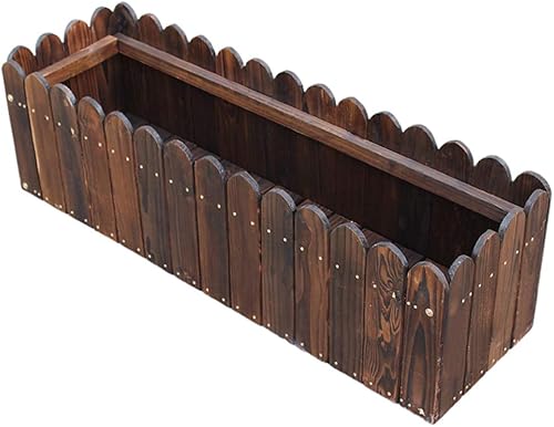 Soporte de flores de madera maciza, caja de plantas anticorrosión, caja de contenedores de plantas de gran capacidad, rectangular, soporte de