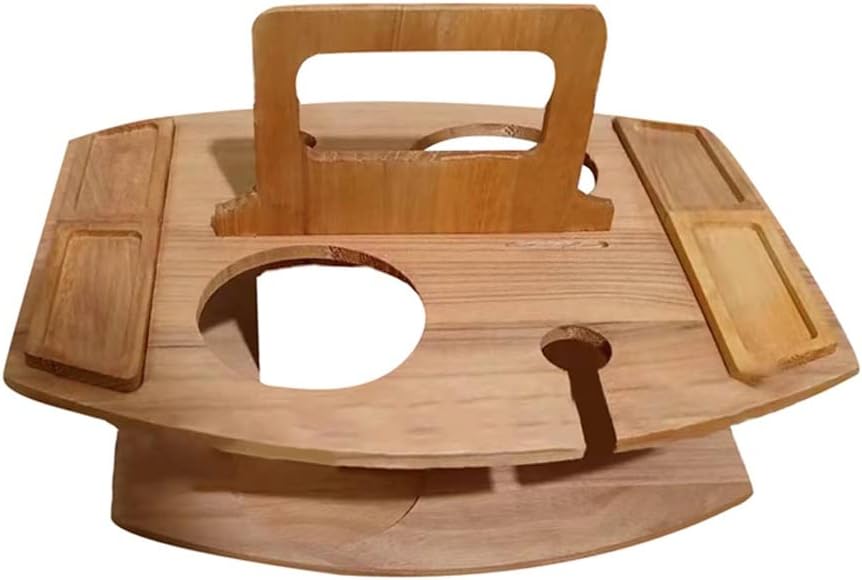 Portable Picnic Table Carry Handle Outdoor Folding Wine Table Removable Wine Glass Holder Folding Low Table (D 1)