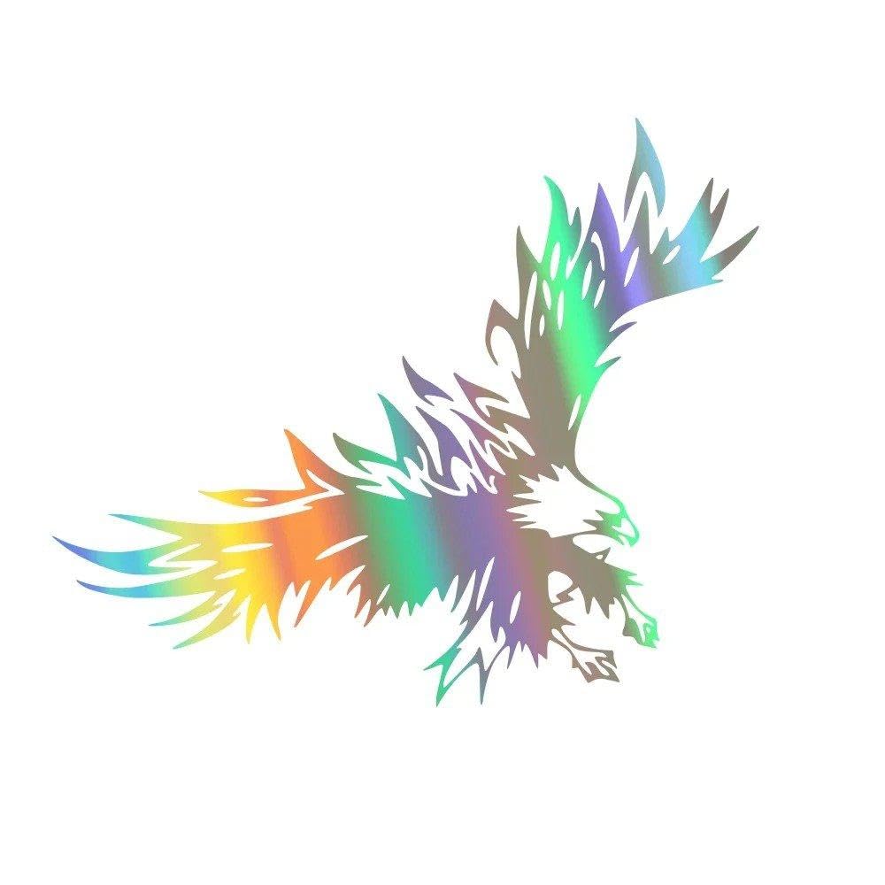 Car Bonnet Stickers Eagle Pattern Vinyl Decal Auto Colorful Waterproof Vehicles PVC(Colorful Laser,80x50cm)