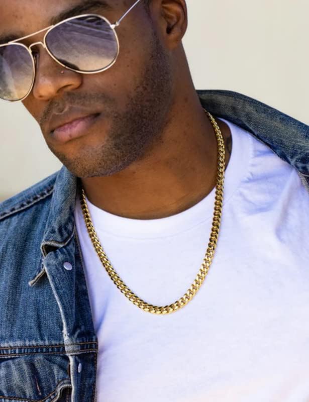 Miniatura 5 de Waitsoul 925 Sterling Silver Cuban Chain Lobster Clasp 7810mm SilverGold Over Cuban Link Curb Chain Necklace for Men Women Diamond Cut 16-30 Inches