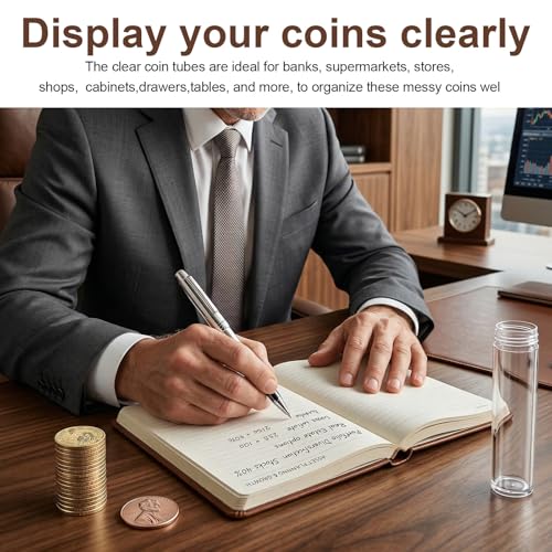 50 tubos para monedas transparentes con tapa roscada 0.79 pulg diam. miniatura 7