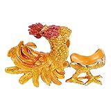 Coffret à bijoux : spécialement conçu pour le rangement de bracelets, colliers, boucles d'oreilles et autres bijoux, décor de coq de bureau
