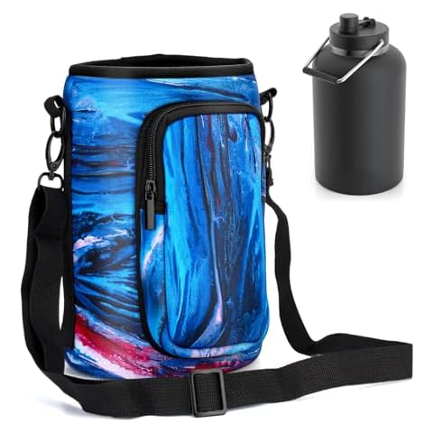 Luxfuel Water Bottle Carrier Bag for Kerilyn/RTIC 128oz Water Bottles, Insulated Neoprene Bag with Phone Pocket and Adjustable Shoulder Strap for RTIC 1 Gallon Water Jug Accessories Cover