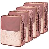 Nagoyuki 4 PCS Large Packing Cubes,40x30x12CM Same Size Suitcase Organiser Bags Compressible Expandable Packing Cubes for Suitcase, Luggage,Handy Helper (Leopard Print)
