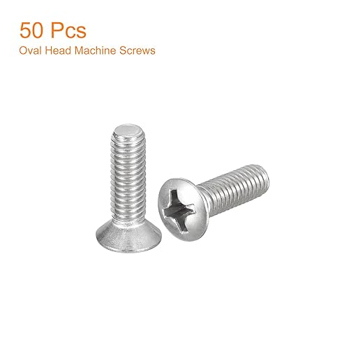 Miniatura 54 de uxcell Tornillos de máquina Phillips de cabeza ovalada de M4x16mm, 100 tornillos de cabeza avellanada ligeramente elevados de acero inoxidable 304
