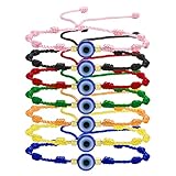 7 Pcs Evil Eye Bracelet Set - 7 Knot Lucky Kabbalah Protection Bracelets Adjustable Red String Amulet for Women Men,Handmade Evil Eye Bracelets for Family Friendship Relationship Bridesmaid Gift