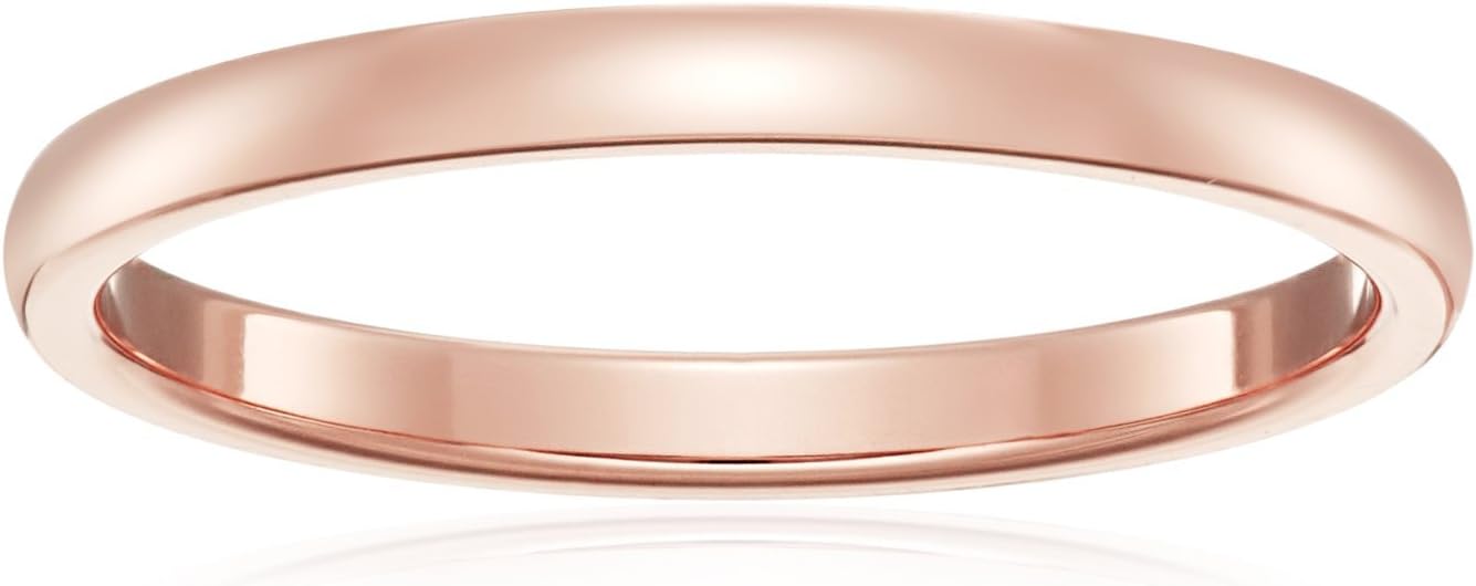 Amazon Collection Classic Fit 14K Plain Wedding Band, 2mm