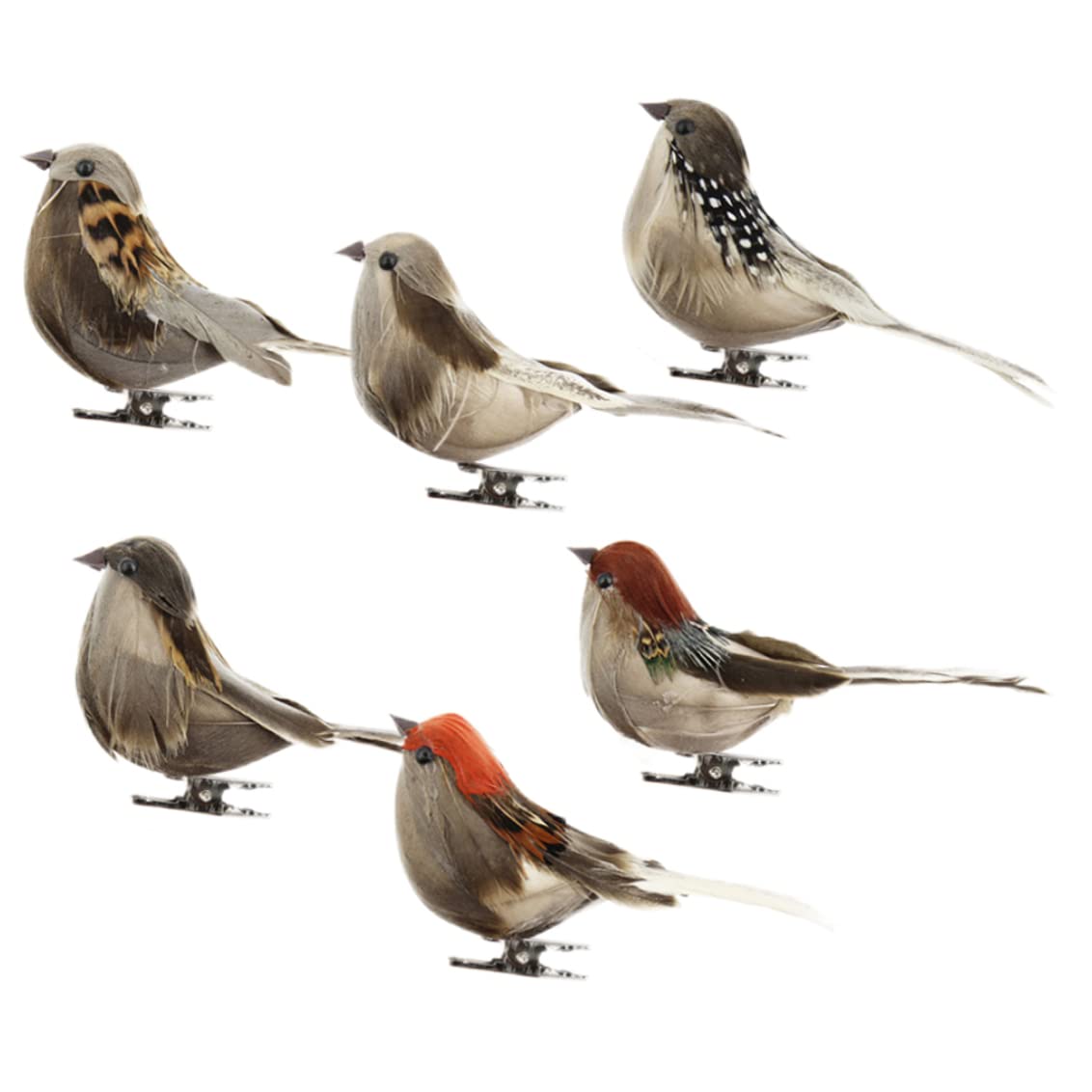 Monetais Artificial Birds Colourful Clip On Foam Birds Garden Bird Figurines Ornament 6Pcs