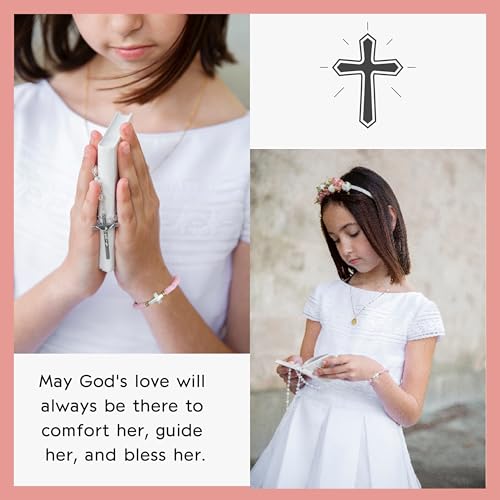 Cross Bracelet Communion Gifts for Girls，Baptism Confirmation Blessing Bracelet First Holy Communion Gifts Polymer Clay Cross Bracelets for Girls Teen Girl2