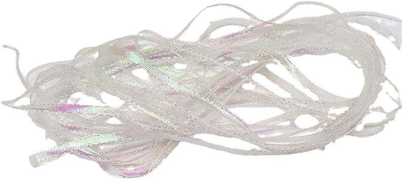2pcs Ice Pearl Braidback 3/5mm Flat Diamond Braid Lace Sparkle Shrimp Backs Pearlescent Braided Fly Tying Material