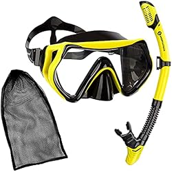 Sportastisch ´´Barracuda Set Snorkeling a Secco Premium con boccaglio e Maschera Sub in Vetro temperato con Ampio Campo visivo, Maschere subacquee antiappannamento Anti-Fog, Fino a 3 Anni di Garanzia*